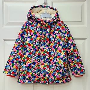 Boden Girl Jacket - Multiflowerbed pattern Sherpa Lined Anorak/Jacket Age5-6